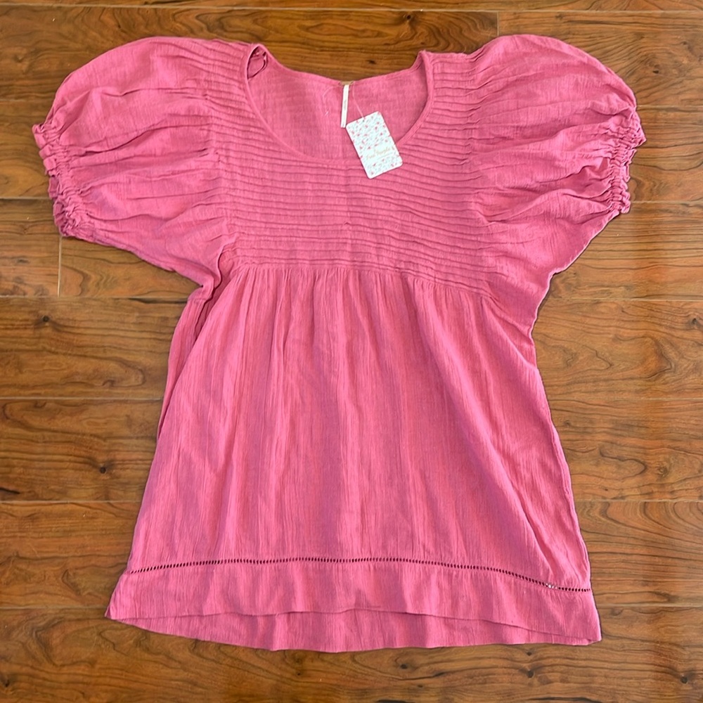COPY - NWT Free People Pink Short Bubble Sleeve Tunic Midi Dress Top